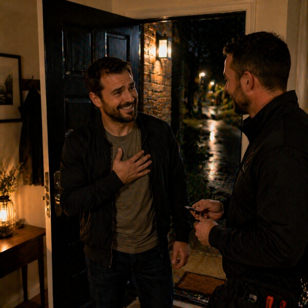 Customer back inside home in Sydney after emergency locksmith service from Home Security Guys.