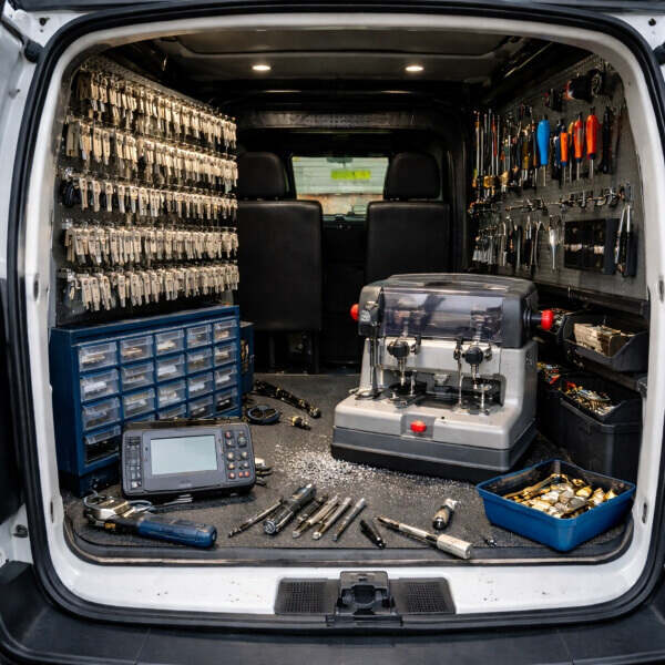 Mobile locksmith in Sydney with fully equipped van for key cutting and lock repairs on-site by Home Security Guys.
